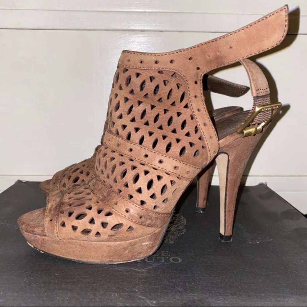 vince camuto perforated suede booties